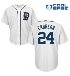 Youth Majestic Detroit Tigers #24 Miguel Cabrera Replica White Home Cool Base MLB Jersey