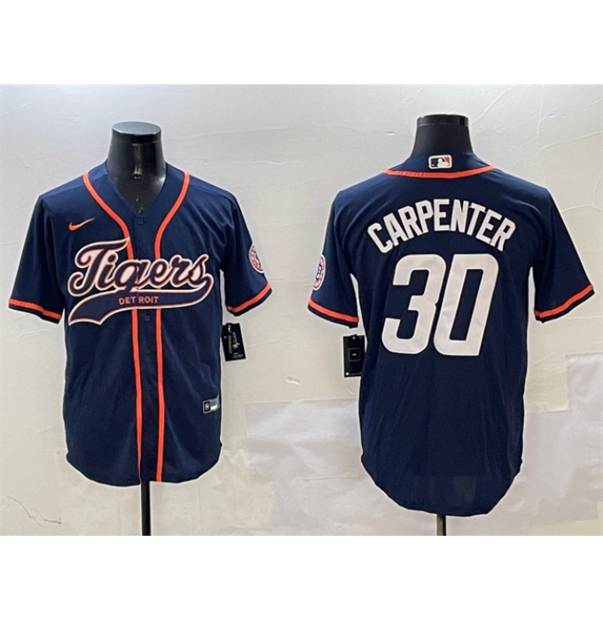 Men's Detroit Tigers #30 Kerry Carpenter Navy With Cool Base Stitched Baseball Jersey