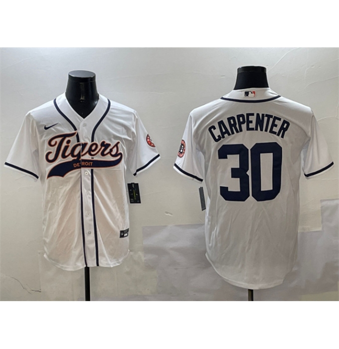 Men's Detroit Tigers #30 Kerry Carpenter White With Cool Base Stitched Baseball Jersey