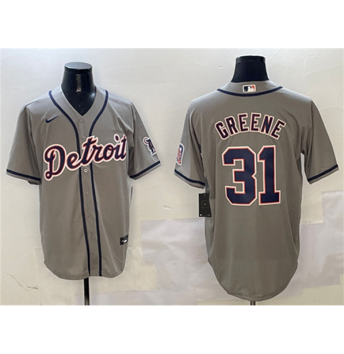 Men's Detroit Tigers #31 Riley Greene Gray With Cool Base Stitched Baseball Jersey