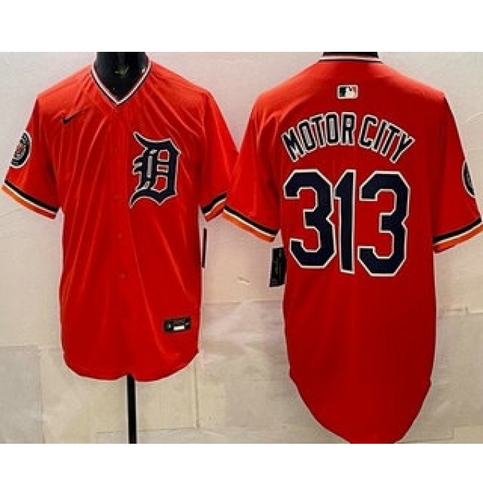 Men's Detroit Tigers #313 Motor City Orange Limited Jersey