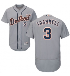 Men's Majestic Detroit Tigers #3 Alan Trammell Grey Road Flex Base Authentic Collection MLB Jersey