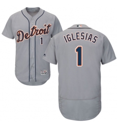 Men's Majestic Detroit Tigers #1 Jose Iglesias Grey Road Flex Base Authentic Collection MLB Jersey