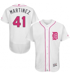 Men's Majestic Detroit Tigers #41 Victor Martinez Authentic White 2016 Mother's Day Fashion Flex Base MLB Jersey