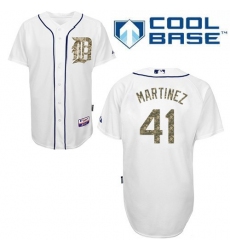 Men's Majestic Detroit Tigers #41 Victor Martinez Replica White USMC Cool Base MLB Jersey