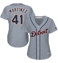Women's Majestic Detroit Tigers #41 Victor Martinez Authentic Grey Road Cool Base MLB Jersey