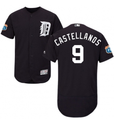 Men's Majestic Detroit Tigers #9 Nick Castellanos Navy Blue Alternate Flex Base Authentic Collection MLB Jersey