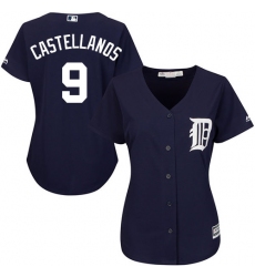 Women's Majestic Detroit Tigers #9 Nick Castellanos Replica Navy Blue Alternate Cool Base MLB Jersey