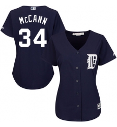 Women's Majestic Detroit Tigers #34 James McCann Authentic Navy Blue Alternate Cool Base MLB Jersey