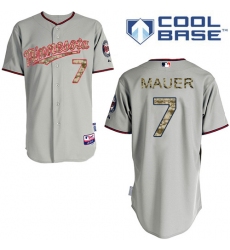 Men's Majestic Minnesota Twins #7 Joe Mauer Authentic Grey USMC Cool Base MLB Jersey