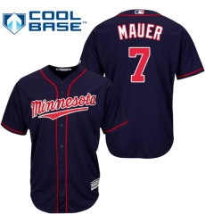 Women's Majestic Minnesota Twins #7 Joe Mauer Replica Navy Blue Alternate Road Cool Base MLB Jersey