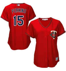 Women's Majestic Minnesota Twins #15 Glen Perkins Replica Scarlet Alternate Cool Base MLB Jersey