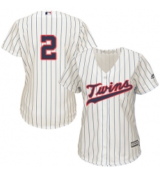 Women's Majestic Minnesota Twins #2 Brian Dozier Authentic Cream Alternate Cool Base MLB Jersey