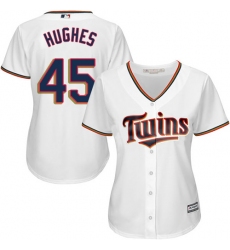 Women's Majestic Minnesota Twins #45 Phil Hughes Replica White Home Cool Base MLB Jersey