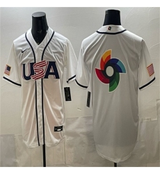 Men's USA Baseball Team Big Logo White 2026 World Baseball Classic Home Stadium Stitched Jersey