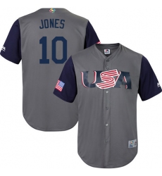 Youth USA Baseball Majestic #10 Adam Jones Gray 2017 World Baseball Classic Replica Team Jersey