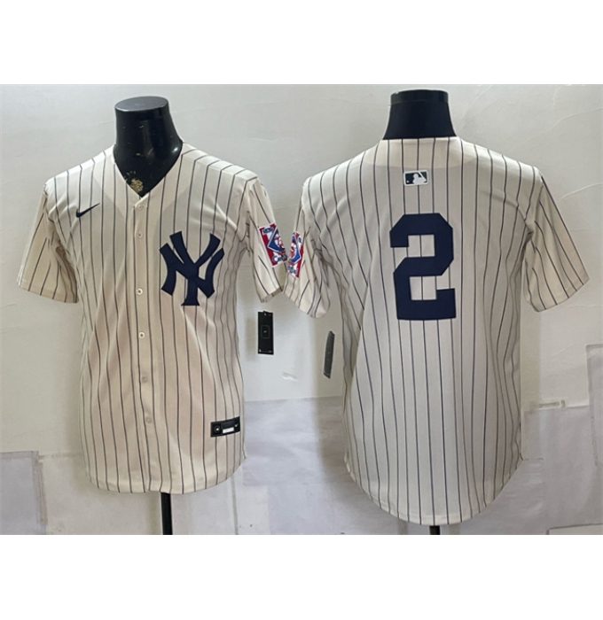 Men's New York Yankees #2 Derek Jeter Cream 2026 Field of Dreams Stadium Stitched Baseball Jersey
