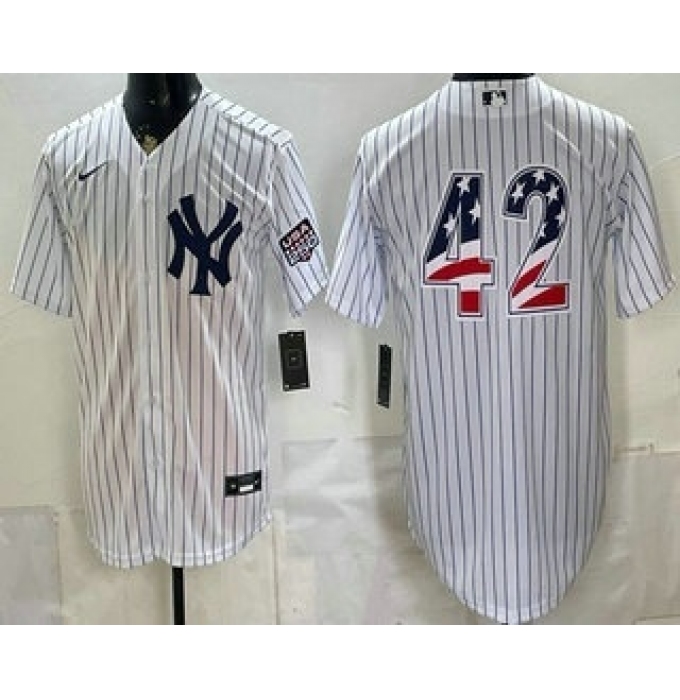 Men's New York Yankees #42 Mariano Rivera White 2026 USA 250 Fourth of July Home Stadium Stitched Jersey