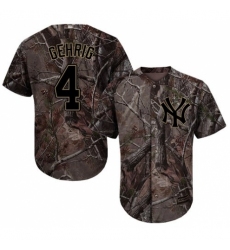 Men's Majestic New York Yankees #4 Lou Gehrig Authentic Camo Realtree Collection Flex Base MLB Jersey