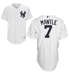 Youth Majestic New York Yankees #7 Mickey Mantle Authentic White Name Back MLB Jersey