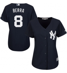 Women's Majestic New York Yankees #8 Yogi Berra Replica Navy Blue Alternate MLB Jersey