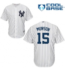 Youth Majestic New York Yankees #15 Thurman Munson Replica White Home MLB Jersey