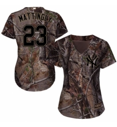 Women's Majestic New York Yankees #23 Don Mattingly Authentic Camo Realtree Collection Flex Base MLB Jersey