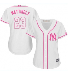 Women's Majestic New York Yankees #23 Don Mattingly Authentic White Fashion Cool Base MLB Jersey