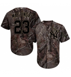 Youth Majestic New York Yankees #23 Don Mattingly Authentic Camo Realtree Collection Flex Base MLB Jersey