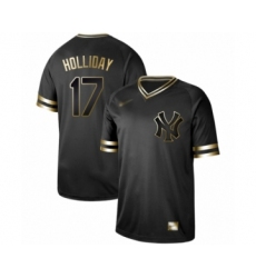 Men's New York Yankees #17 Matt Holliday Authentic Black Gold Fashion Baseball Jersey