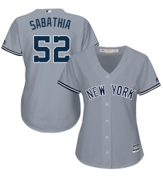 Women's Majestic New York Yankees #52 C.C. Sabathia Authentic Grey Road MLB Jersey
