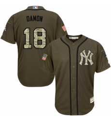 Men's Majestic New York Yankees #18 Johnny Damon Authentic Green Salute to Service MLB Jersey
