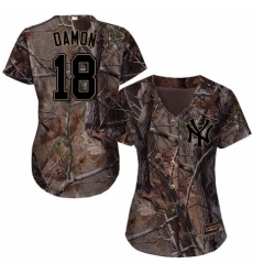 Women's Majestic New York Yankees #18 Johnny Damon Authentic Camo Realtree Collection Flex Base MLB Jersey