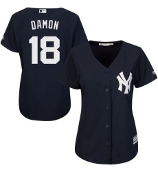 Women's Majestic New York Yankees #18 Johnny Damon Replica Navy Blue Alternate MLB Jersey