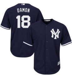 Youth Majestic New York Yankees #18 Johnny Damon Authentic Navy Blue Alternate MLB Jersey