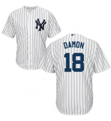 Youth Majestic New York Yankees #18 Johnny Damon Replica White Home MLB Jersey