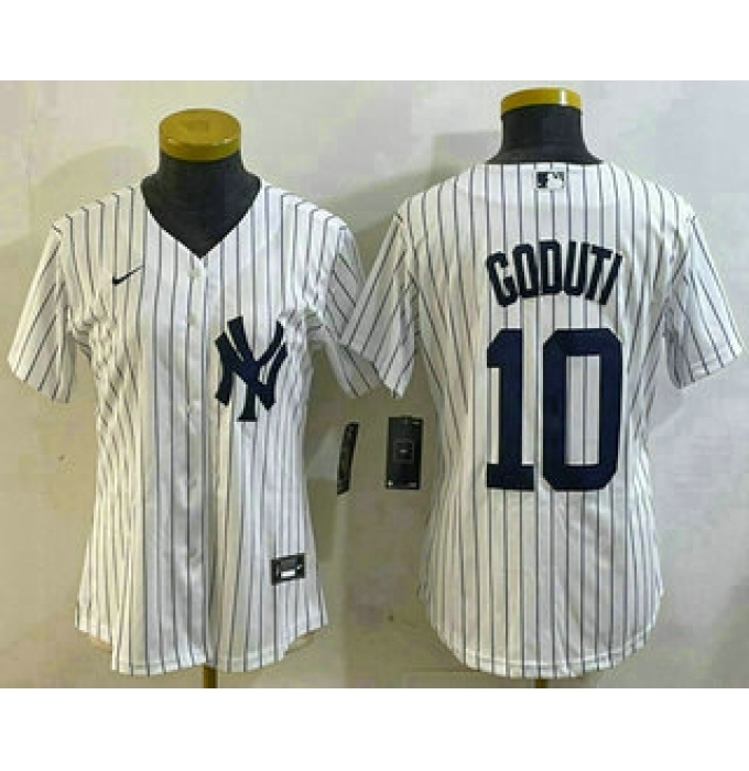 Women's New York Yankees #10 Goduti White Cool Base Stitched Jersey