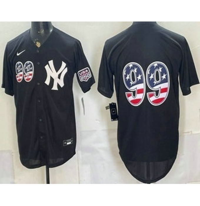 Men's New York Yankees #99 Aaron Judge Black USA 250 Fourth of July Stitched Baseball Jersey