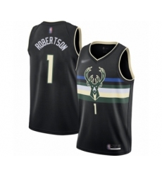 Men's Milwaukee Bucks #1 Oscar Robertson Authentic Black Finished Basketball Jersey - Statement Edition