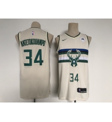 Men's Milwaukee Bucks #34 Giannis Antetokounmpo Swingman Cream City Player Jersey