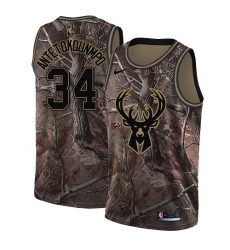 Men's Nike Milwaukee Bucks #34 Giannis Antetokounmpo Swingman Camo Realtree Collection NBA Jersey