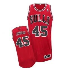 Men's Adidas Chicago Bulls #45 Michael Jordan Authentic Red Road NBA Jersey