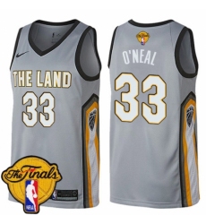 Men's Nike Cleveland Cavaliers #33 Shaquille O'Neal Swingman Gray 2018 NBA Finals Bound NBA Jersey - City Edition
