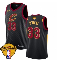 Women's Nike Cleveland Cavaliers #33 Shaquille O'Neal Authentic Black 2018 NBA Finals Bound NBA Jersey Statement Edition