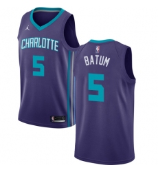 Men's Nike Jordan Charlotte Hornets #5 Nicolas Batum Swingman Purple NBA Jersey Statement Edition