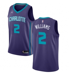 Men's Nike Jordan Charlotte Hornets #2 Marvin Williams Authentic Purple NBA Jersey Statement Edition