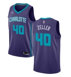 Men's Nike Jordan Charlotte Hornets #40 Cody Zeller Authentic Purple NBA Jersey Statement Edition