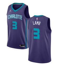Men's Nike Jordan Charlotte Hornets #3 Jeremy Lamb Authentic Purple NBA Jersey Statement Edition