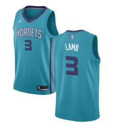 Men's Nike Jordan Charlotte Hornets #3 Jeremy Lamb Swingman Teal NBA Jersey - Icon Edition