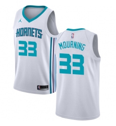 Men's Nike Jordan Charlotte Hornets #33 Alonzo Mourning Authentic White NBA Jersey - Association Edition
